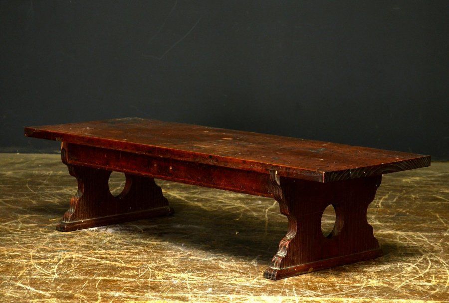 蔵A2375 民芸 経机 文机 一枚板 抽斗 飾台