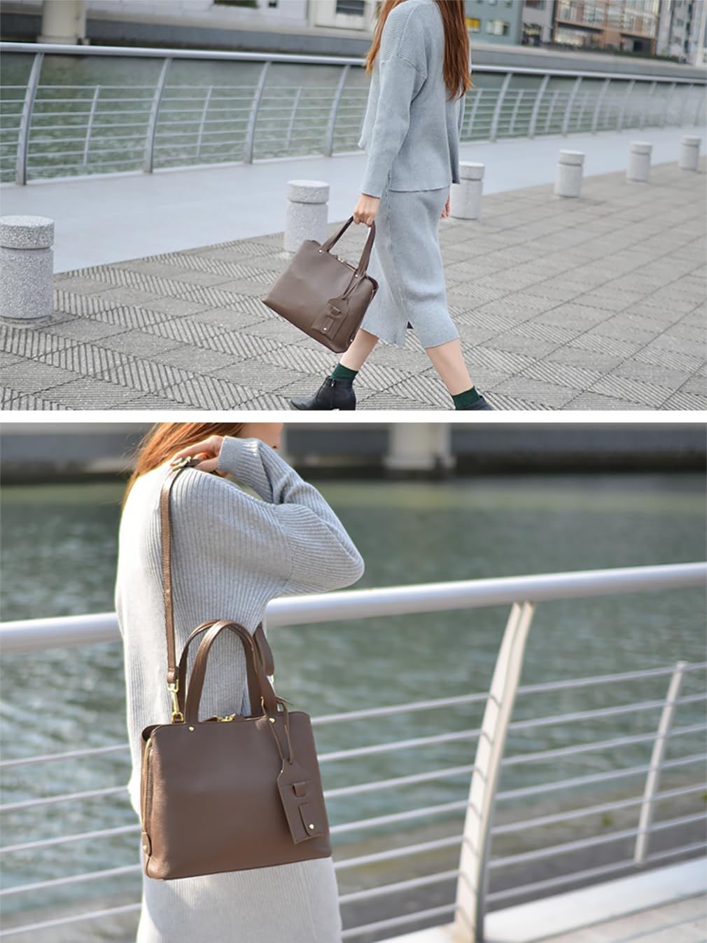 本牛革2wayスクエアハンドバッグ