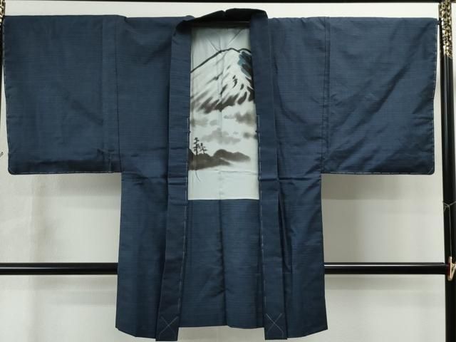 平和屋着物○男性 本場大島 アンサンブル 格子柄 遠山織物謹製 証紙