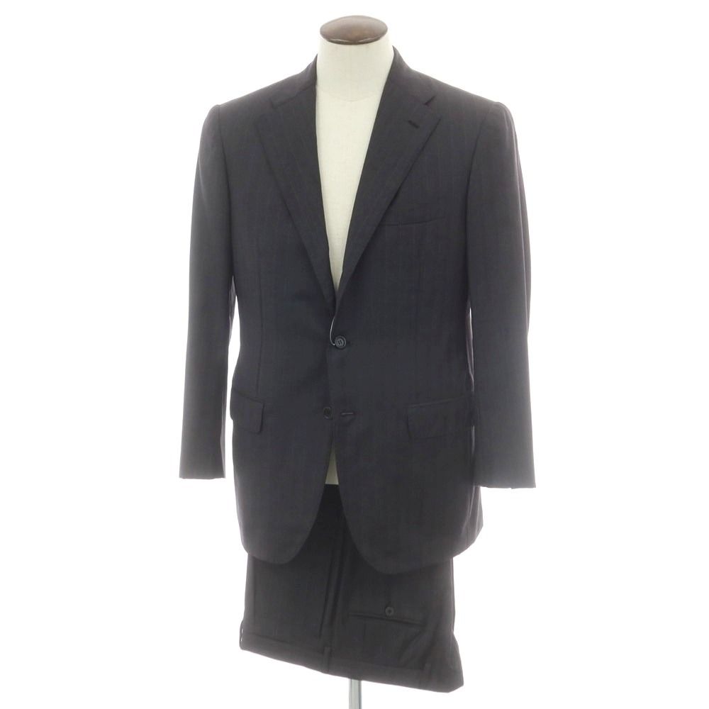 サルトリオ Sartorio ウール ストライプ 3つボタンスーツ チャコールグレー サイズ50 メンズ