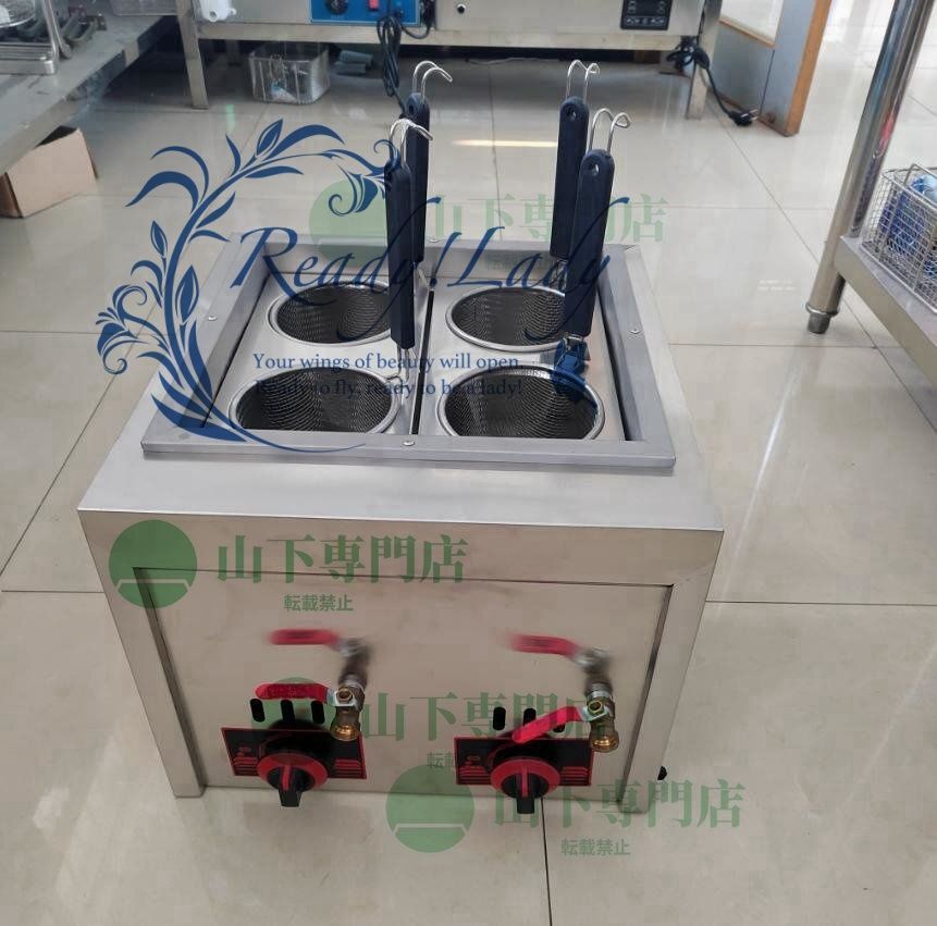 ガス 茹で麺機 ゆで麺器 ガスゆで麺機 卓上型 テボ4点付き LPガス式 