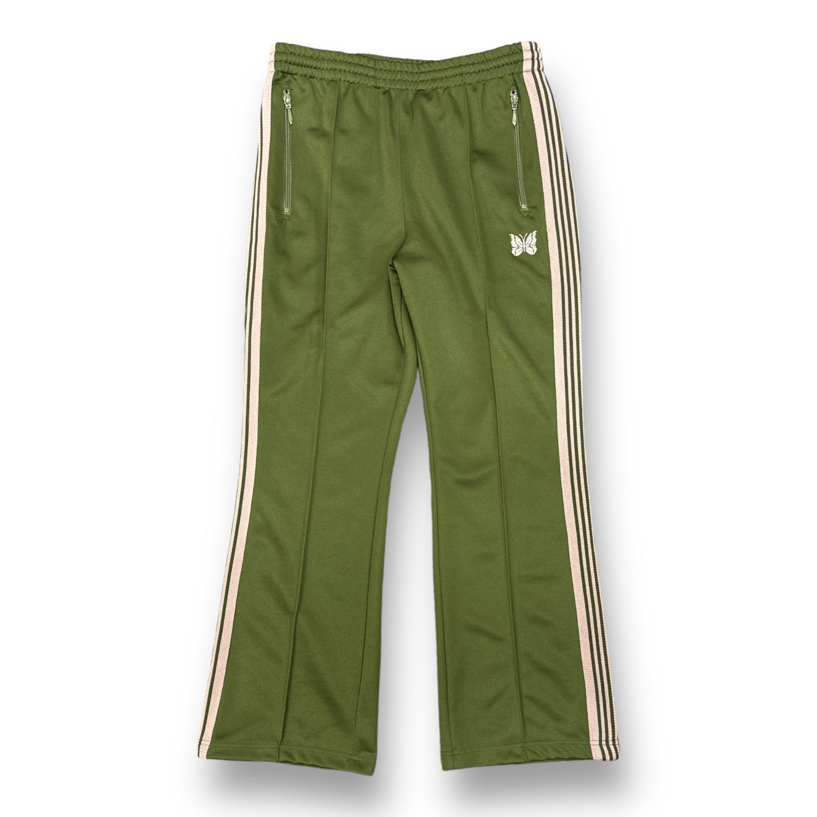 NEEDLES 20AW BOOT-CUT TRACK PANTS POLYESTER SMOOTH ブーツカット フレア トラックパンツ ジャージ  ニードルス ニードルズ HM228 カーキ系 M 66552A