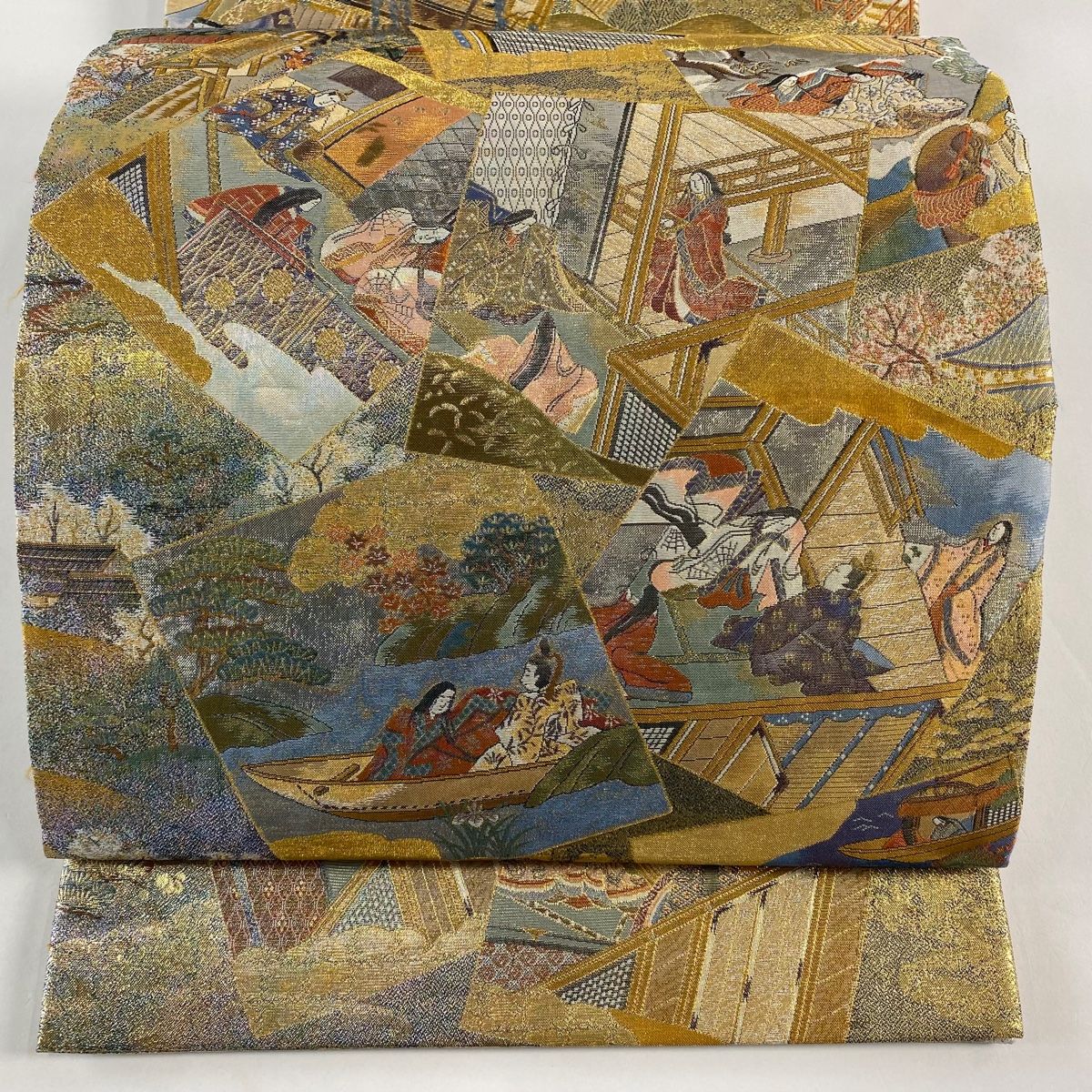 丸帯 平安雅祭礼図 金糸 箔 金色 全通 正絹