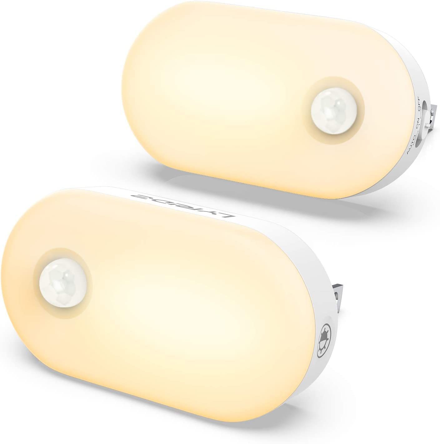 【人気商品】LYRIDZ LEDセンサーライト 足元灯 コンセント 人感センサーライト 室内 常夜灯 無段階調光 3モード フットライト 省エネ 廊下 寝室 玄関 階段 電球色 【2個セット・PSE取得済・日本