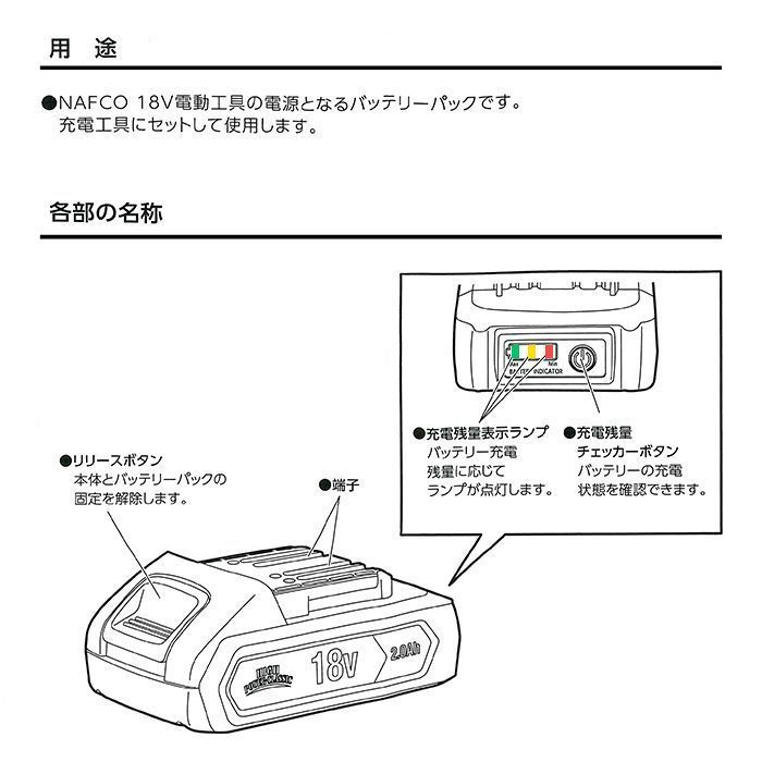 NAFCO 18V専用バッテリーパック 3.0Ah BP-18LiNF or BP-LiND〈USB出力付き〉（NAFCOオリジナル電動工具 HIGH  POWER-CLASSIC専用バッテリーパック） - メルカリ