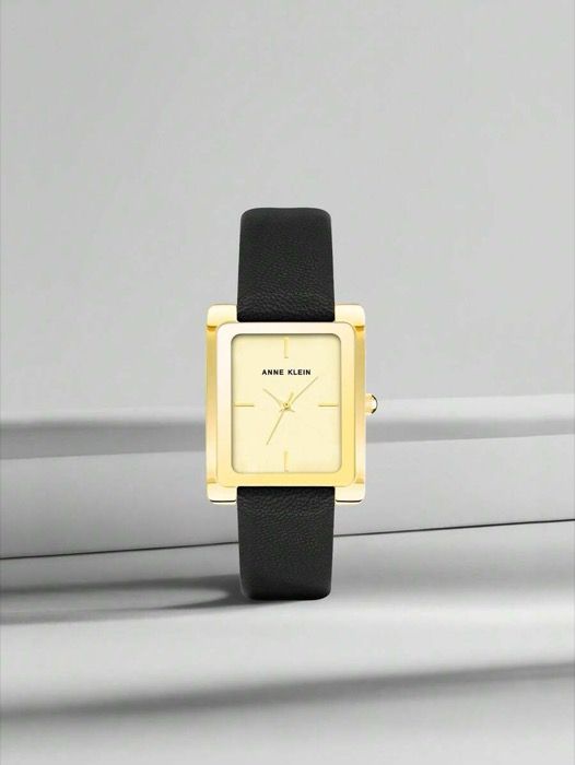 腕時計 レディース クォーツ レディース ゴールドトーン長方形ケース腕時計 ブラックレザーストラップ クォーツ時計 エレガントカジュアルアナログ腕時計 レディース ライトシャンパンダイヤル 調節 ストラップ |2