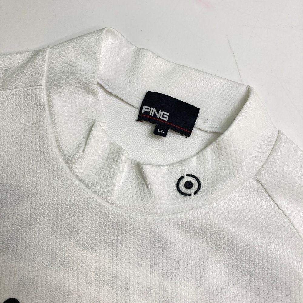 サイズ：LL PING ピン 2025年モデル ハイネック 長袖Tシャツ  ホワイト系 [240101428219] ゴルフウェア メンズ ストスト サイズ：LL PING ピン 2025年モデル ハイネック 長袖Tシャツ