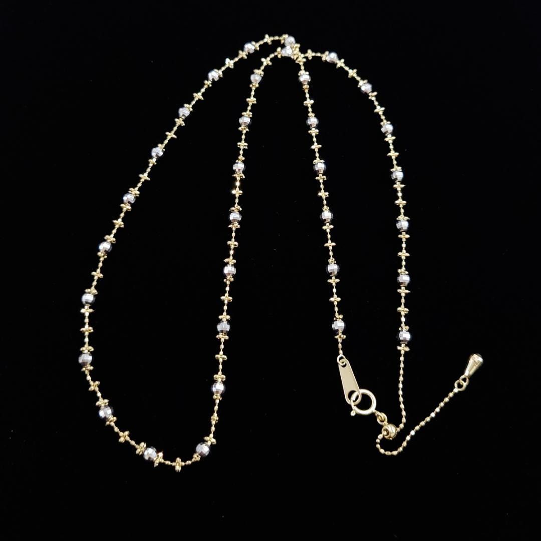 18金 K18 YG WG コンビ デザイン ネックレス スライドアジャスター