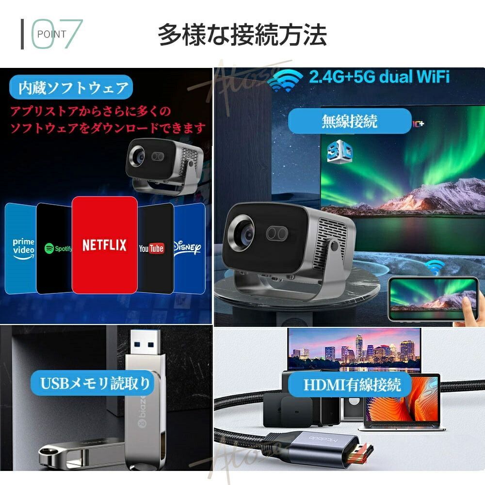 プロジェクター 小型 家庭用 28000LM 高輝度 switch スマホ