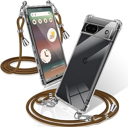 【在庫処分】Google Pixel 6a ケース クリア ショルダー 耐衝撃 ピクセル6a カバー スマホケース 透明 織りストラップ付き 肩がけ 首掛け 紐付き カバー 縄掛け シングルショルダーロープ 斜めがけ 調節可能なショルダー クロスボディ