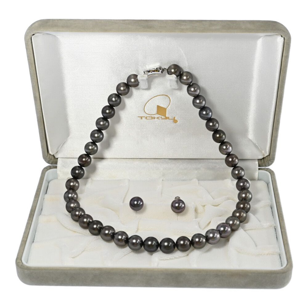 イヤリング×ネックレスセット･黒蝶真珠 クロチョウ