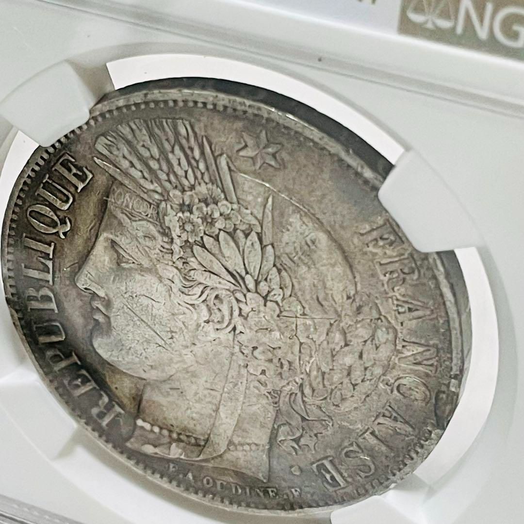 セレス女神 フランス 5フラン 大型銀貨 1849 NGC XFDETAILS-