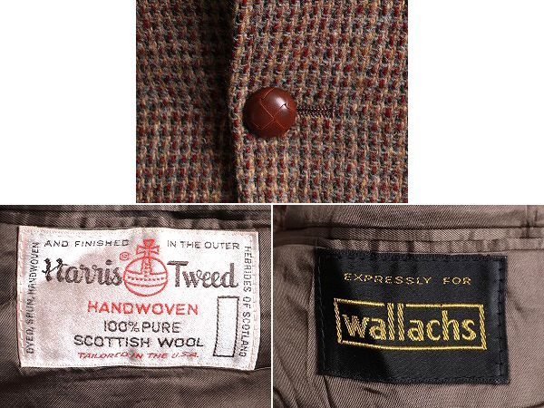 ハリスツイード テーラードジャケット くるみボタン wallachs USA製