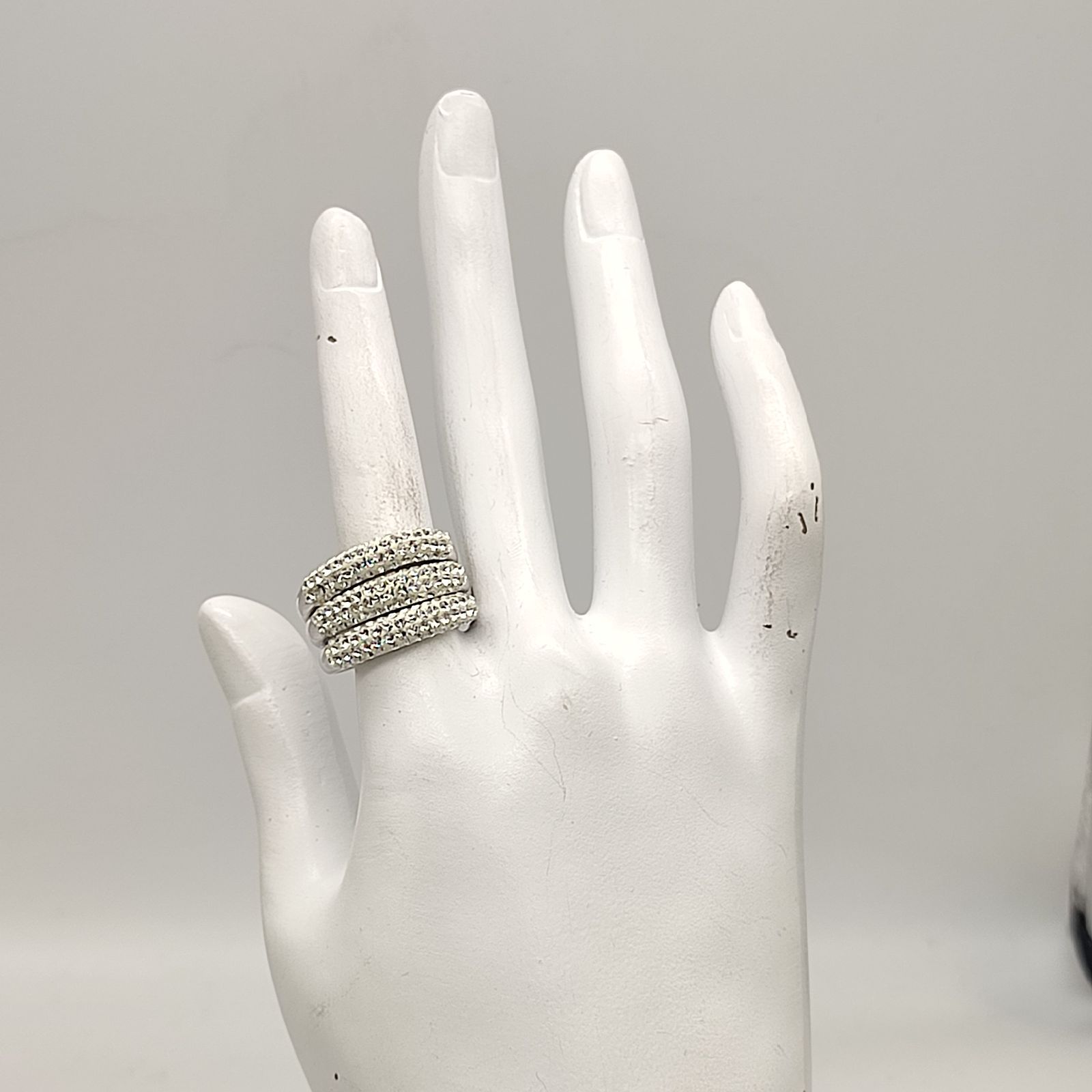 美品】AGATHA アガタ 3連ストーンパヴェリング SILVER シルバー925 17 