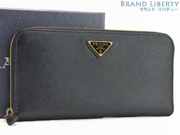 新古品】プラダ PRADA サフィアーノ トライアングル ジップアラウンド