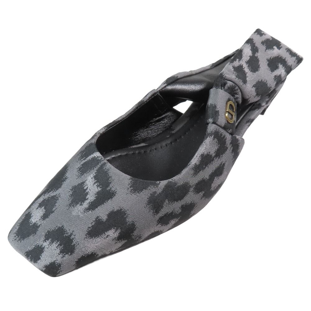 ♥ 21aw Christian Dior クリスチャンディオール MIZZA レオパード柄 スリングバック パンプス サンダル シューズ 35 グレー レディース 古着