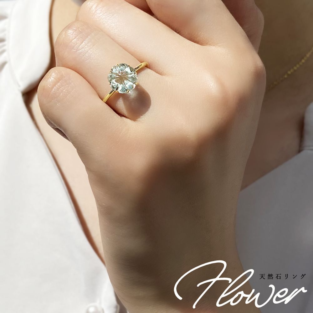 K18 リング アメジスト＆ダイヤ お花モチーフ イエローゴールド WEB＆数量限定】SCENT OF FLOWER RING K18 イエローゴールド