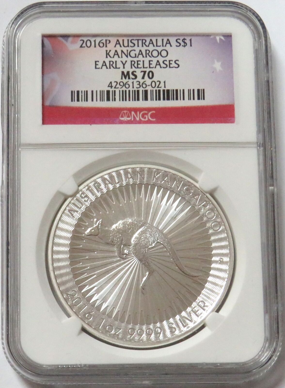 2016 SILVER ATRALIA $1 KANGAROO 1 OZ COIN NGC MS 70 EARLY RELEASES