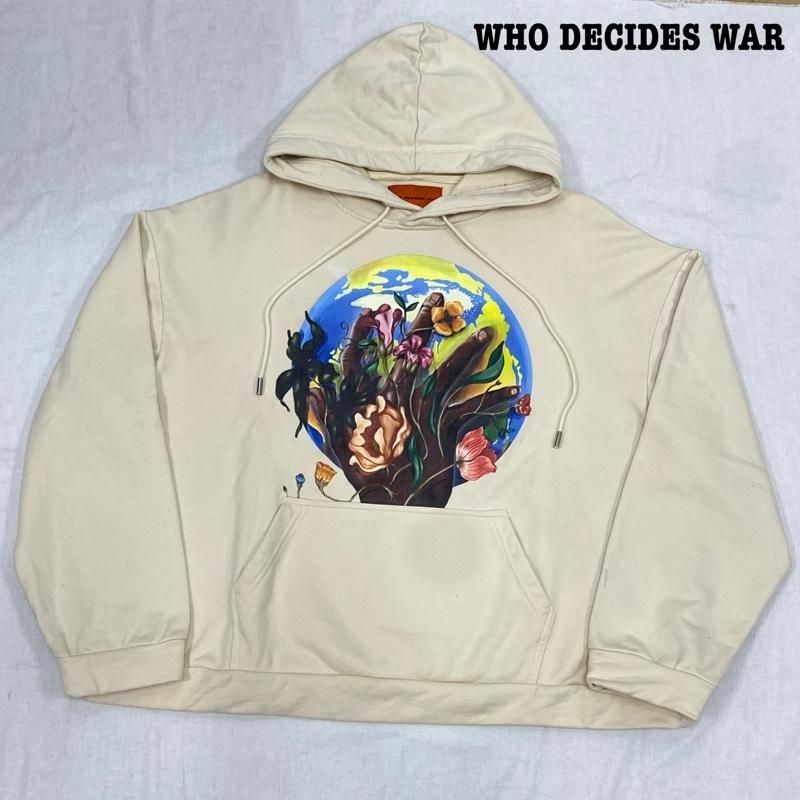 USED 古着 パーカー 長袖 WHO DECIDES WAR フーディサイズウォー Roots of Peace cotton hoodie