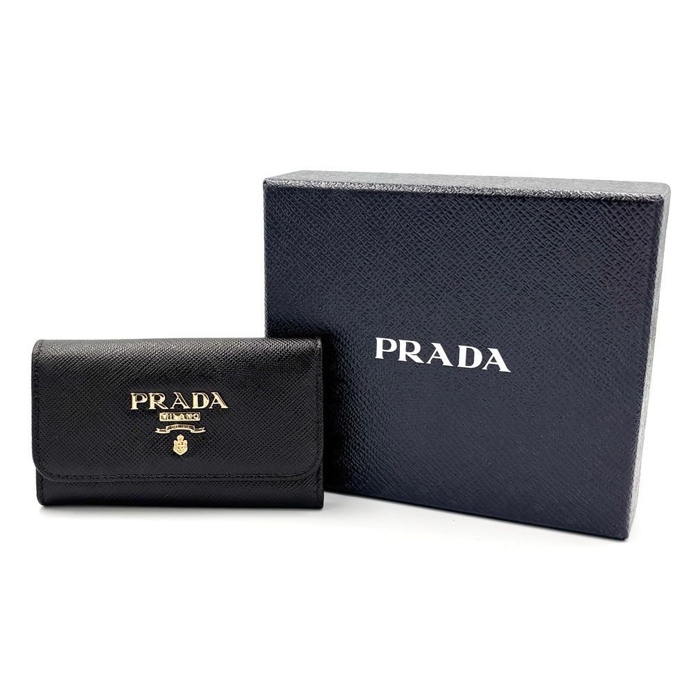 プラダ PRADA サフィアーノ 6連キーケース ブラック ゴールド