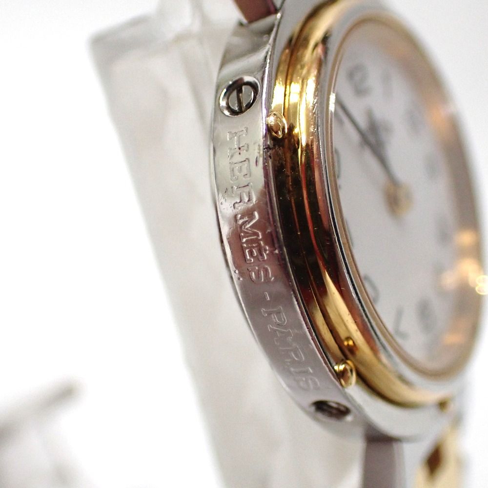 F630382 エルメス 腕時計 SS×GP ホワイト文字盤 クオーツ レディース  