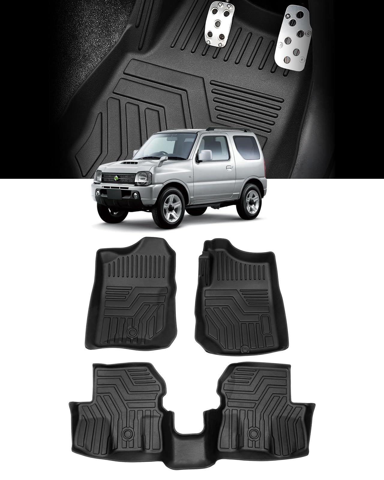 Cartist スズキ ジムニー JB23W型 フロアマット AT 立体 カーマット セカンドマット 防水 TPE素材 JIMNY JB23 3Dフロアマット 抗菌効果 滑り防止 耐汚れ カスタムパーツ ズレ防止 車種 設計 取付簡単