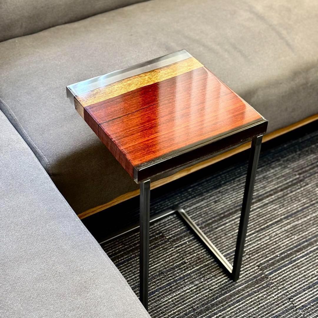 サイドテーブル アイアン 木製 一枚板 コの字 おしゃれ ベッド