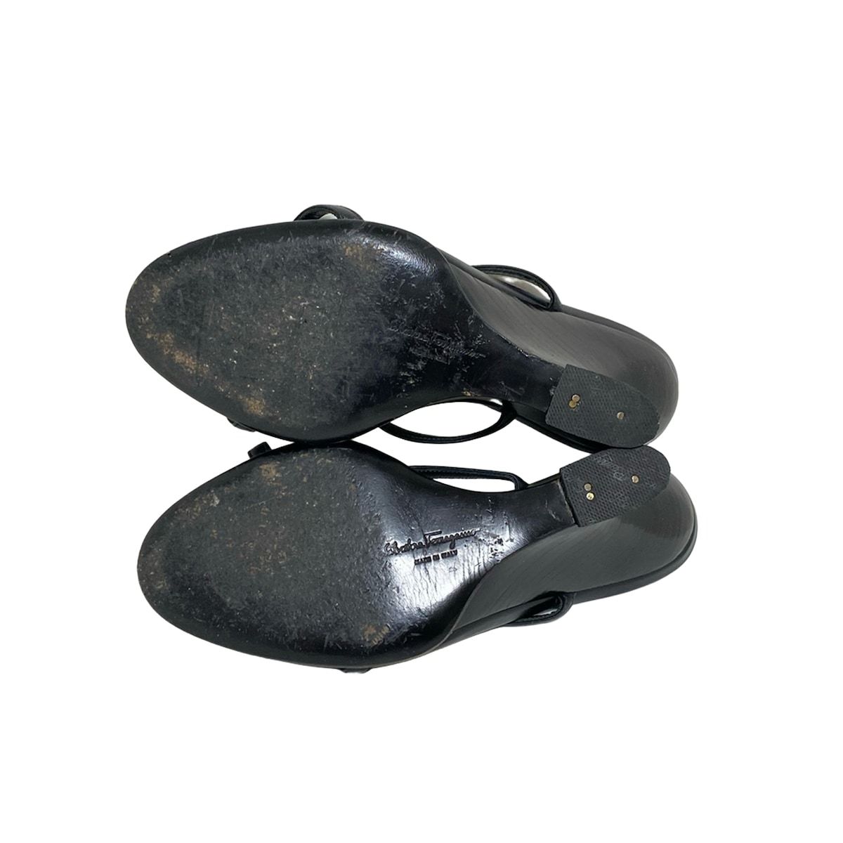  SalvatoreFerragamo サルバトーレフェラガモ ミュール 6 C レディース - 黒 ガンチーニ レザー ミュール サンダル ミュール