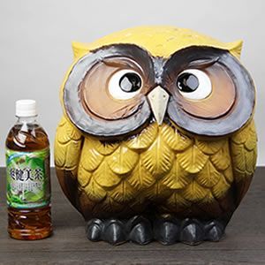 信楽焼 はばたきふくろう 10号 しあわせの黄色 置物（大） 信楽焼