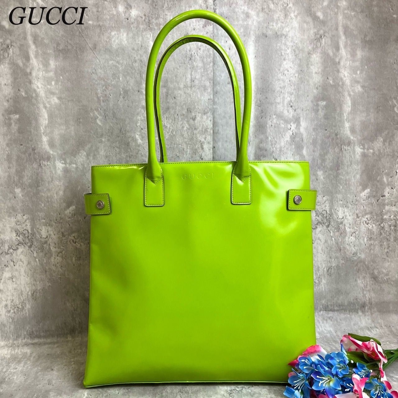 良品 GUCCI ロゴ エナメル ショルダーバッグ トートバッグ ビンテージ ヴィンテージ】グッチ ショルダートートバッグ エナメル ロゴ型