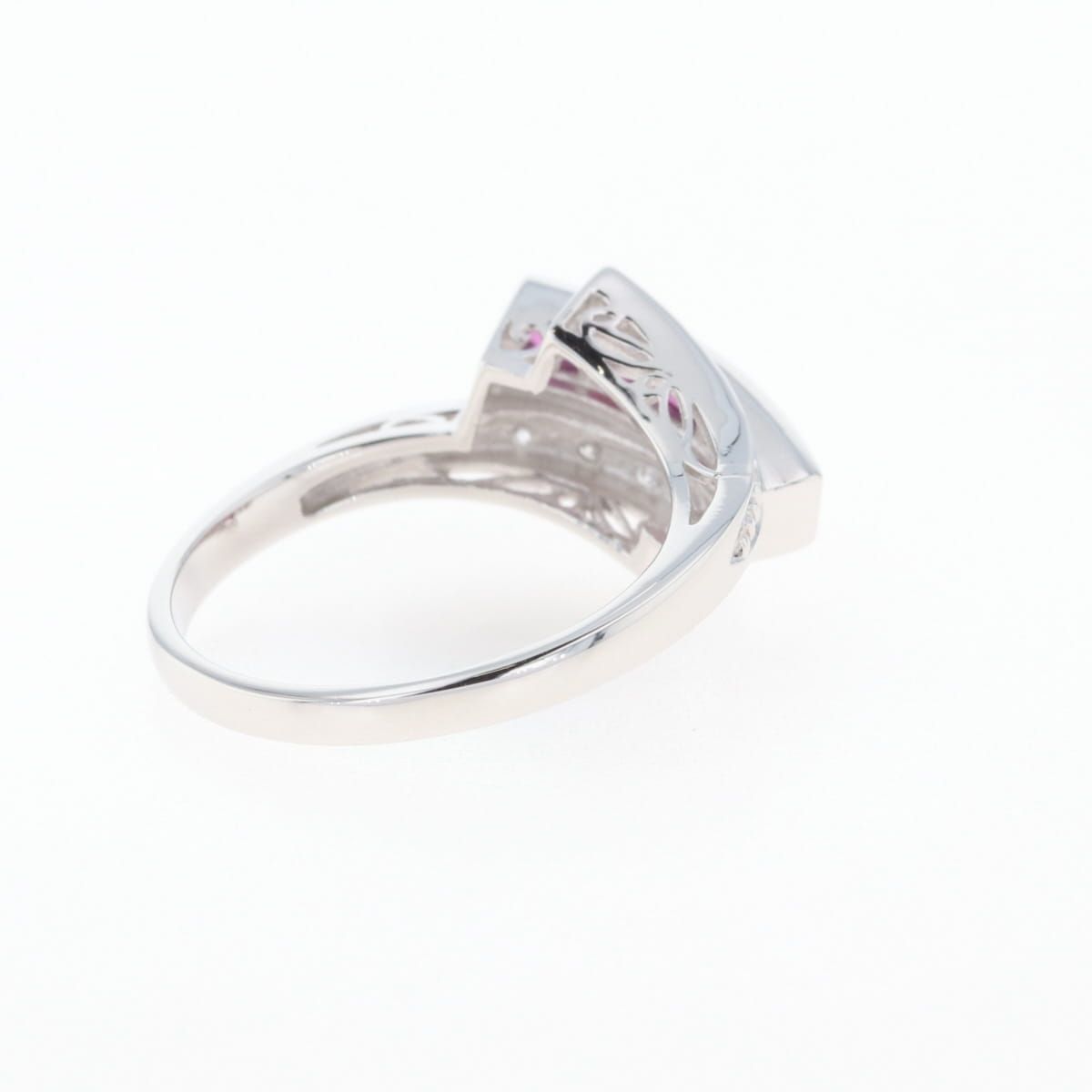 ルビー デザインリング プラチナ 指輪 メレダイヤ リング 12.5号 Pt900  