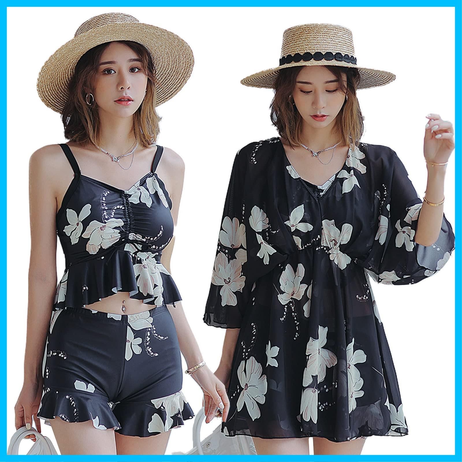 【最短発送】タンキニ 着痩せ 女性水着 ブラウス 大人 スポーティー 大きいサイズ スイムドレス ショートパンツ 3点セット プール 温泉 体型カバー ビーチ 砂遊び 水着 旅行 かわいい レディ