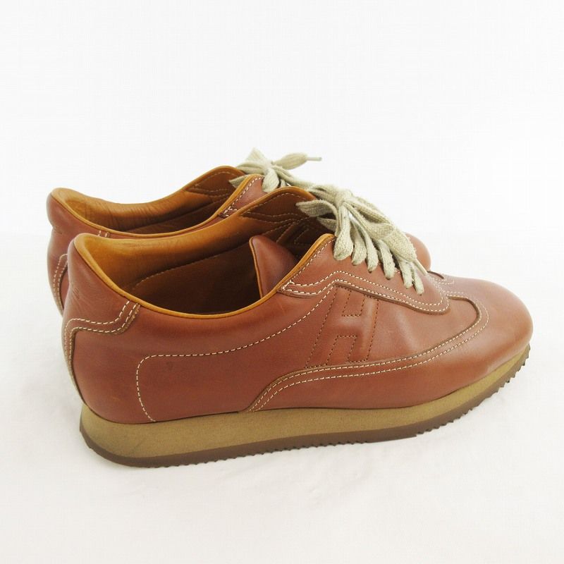 【値下げ可能】エルメス　クイック レザー　スニーカー Hロゴ ブラウン　27ｃｍ HERMES(エルメス) H logo quick sneakers Hロゴ クイック レザー