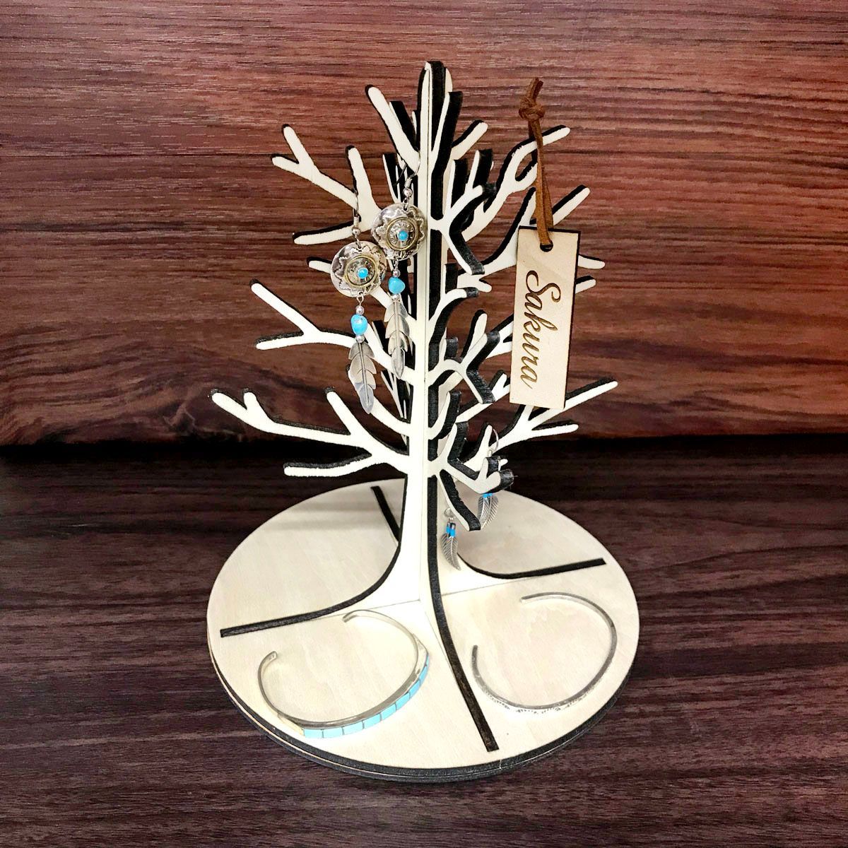 木製アクセサリースタンド　３台セット ヨーロピアンウォールナット アクセサリースタンド【ウォールナット×真鍮】ネックレス ピアス