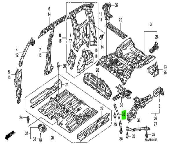 ホンダ 純正 CR-V パイプ 右 リヤーフレーム HONDA CR-V Rear Rail Assembly Brace 74701-S9A-000 未使用 Genuine JDM メーカー純正品