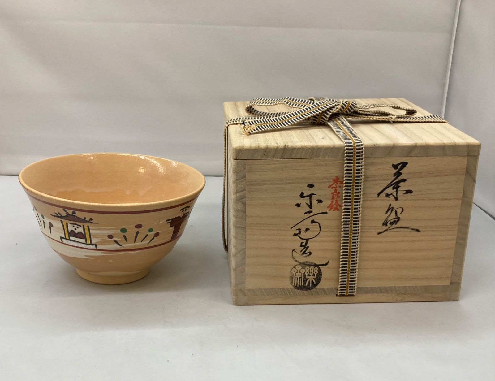 茶碗　赤膚焼 尾西楽斎 奈良絵茶碗 楽天市場】赤膚焼 尾西楽斎造 奈良絵茶碗の通販