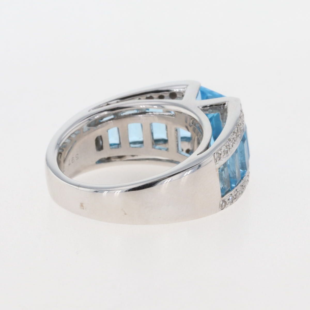 ブルートパーズ デザインリング 指輪 メレダイヤ リング 10号 750 