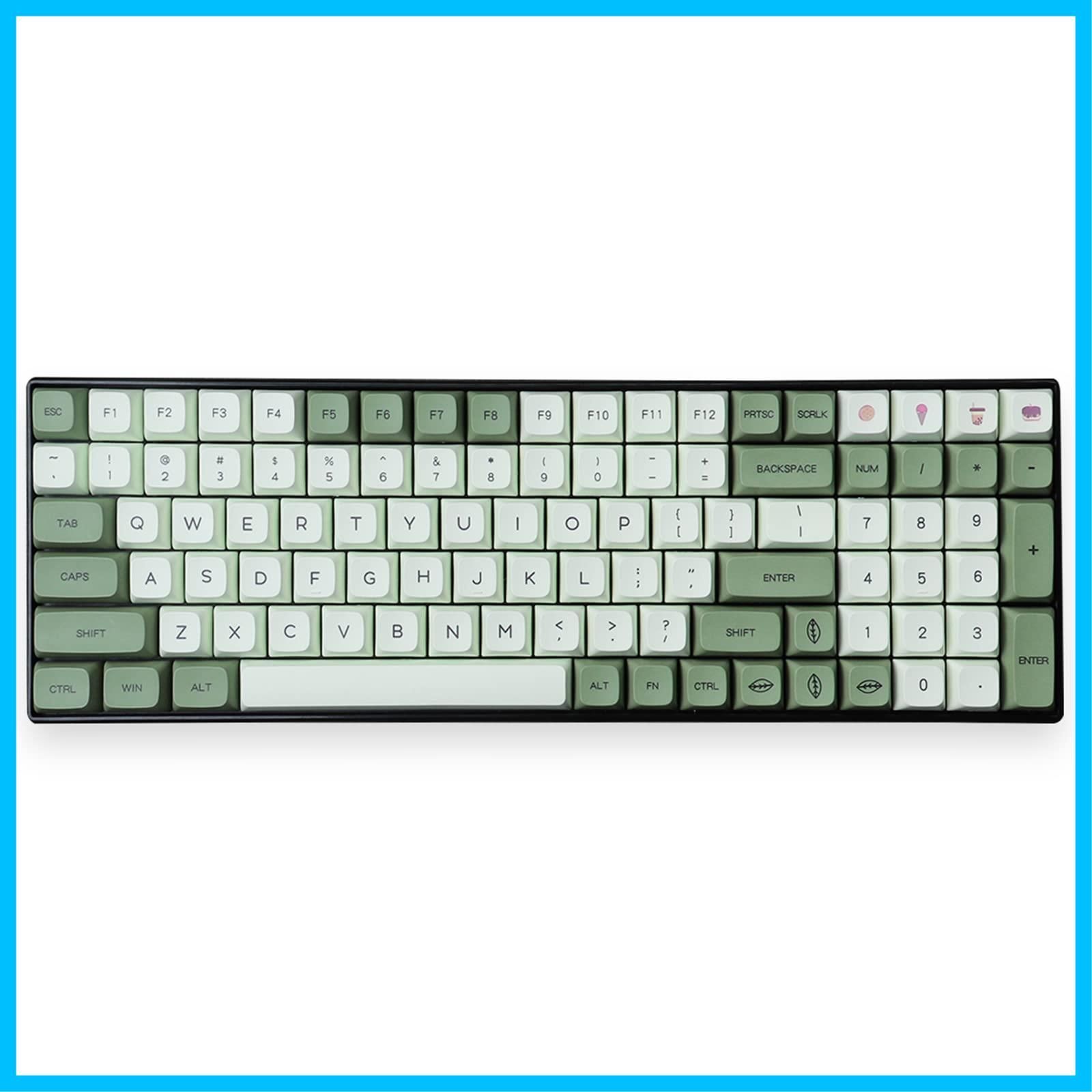 【数量限定】ISOレイアウトに適します（English 124キーXDAプロファイル61/64/87/104/108ANSI Keycaps キーキャップ Matcha ） PBT