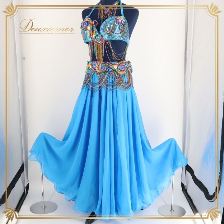 Bella ベリーダンス オリエンタル衣装 ベロア青&小豆色 Bella ベリー