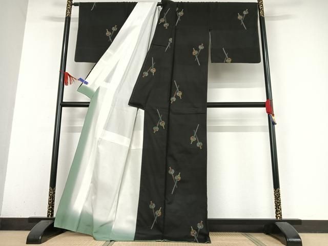 平和屋着物○結城紬 100亀甲 飛び亀甲柄 花丸文 正絹 逸品 AABB3618ph