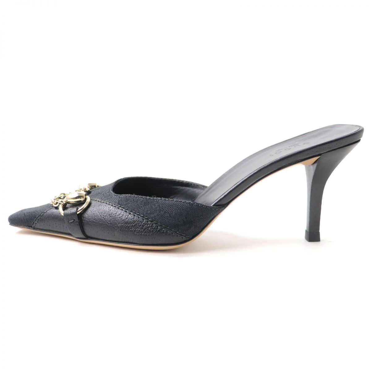 極美品☆GUCCI グッチ 131967 ホースビット スクエアトゥ GGキャンバス 