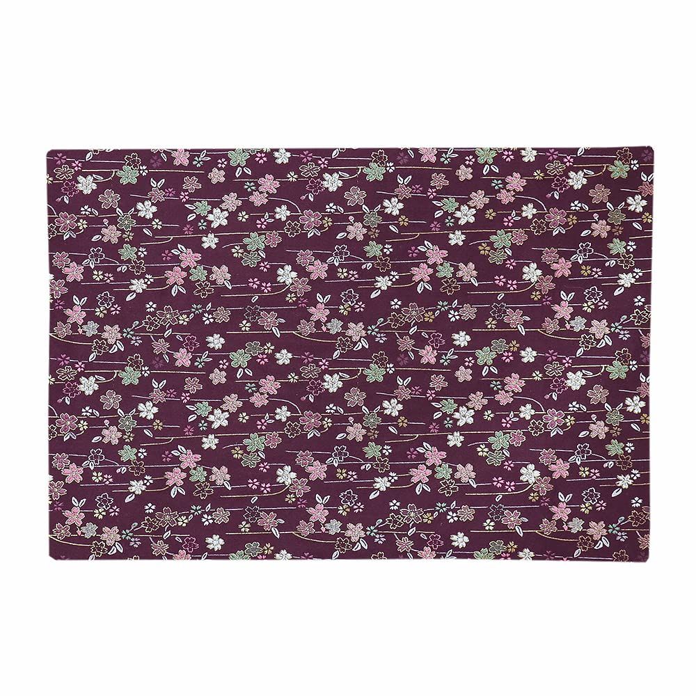 新着商品 防炎加工 サイズ40cm×57cm 京型金襴敷物 経机掛け 22号 さくら柄 001．紫 なーむくまちゃん工房