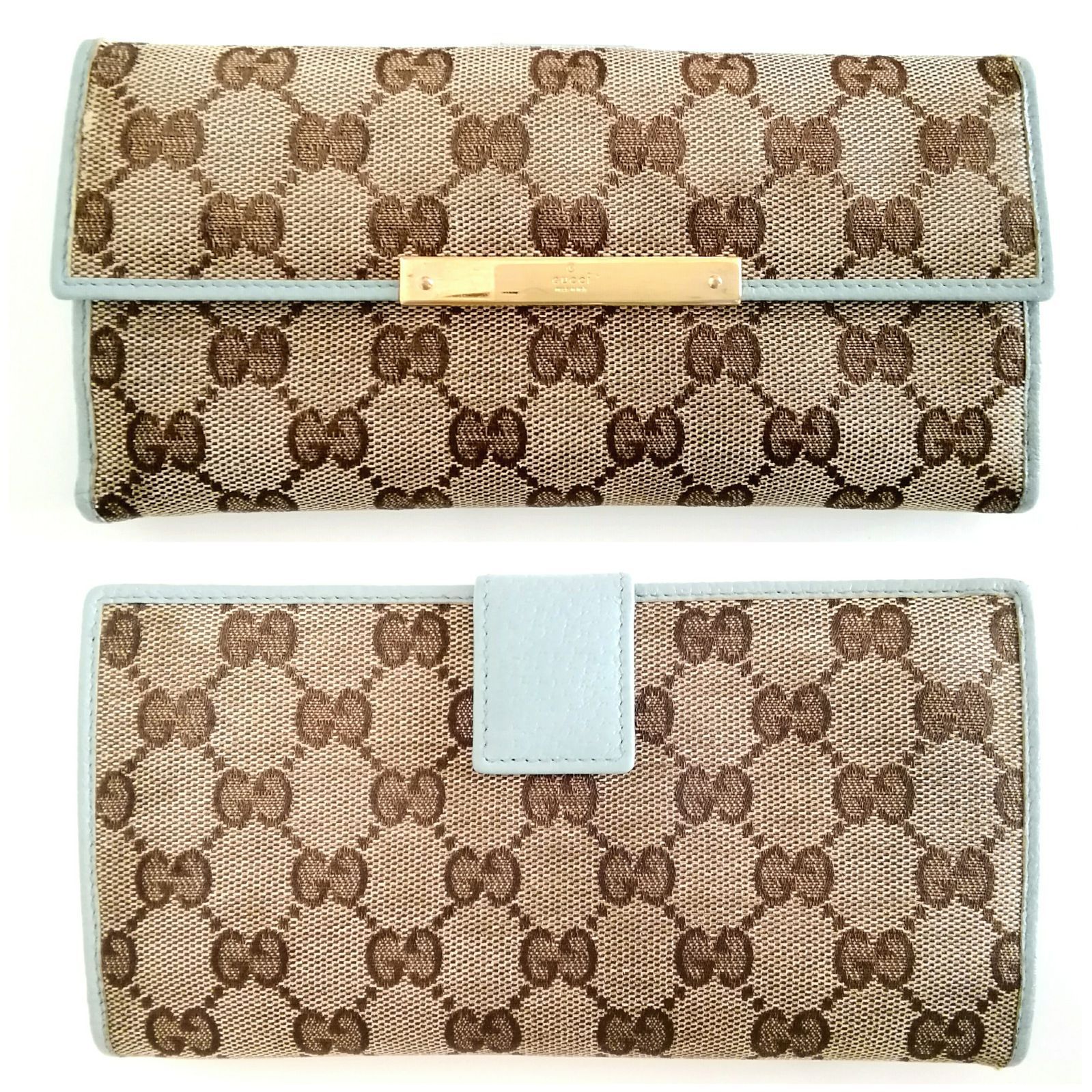 GUCCI グッチ GGキャンバス Wホック 長財布 ブルー - メルカリ