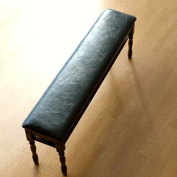 ベンチ 木製 アンティーク おしゃれ 玄関 リビング スリム コンパクト 棚付き レトロ 合成皮革 PUレザー クッション 2人掛け ウッド 天然木 オーク無垢材 長椅子 腰掛け 幅120 cm クラシックな玄関スツール120