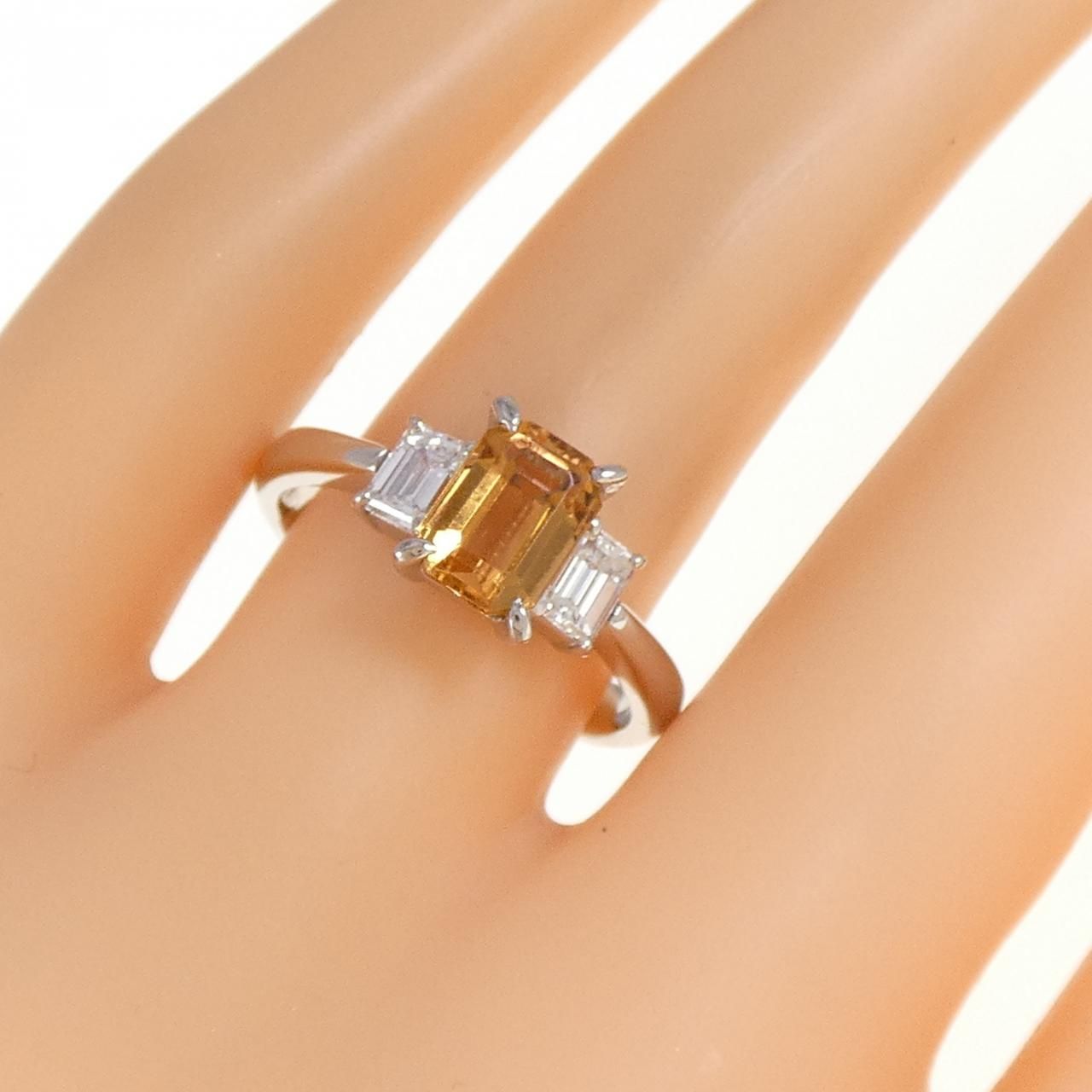 PT900インペリアルトパーズリング Pt900 インペリアルトパーズ ダイヤモンド リング 1.17ct D0