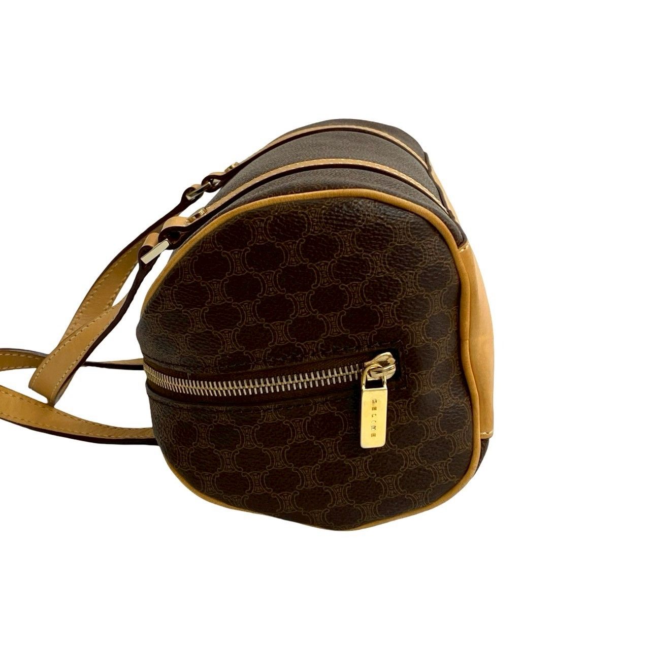 美品✨　セリーヌ　ハンドバッグ　バニティ　マカダム柄　トリオンフ　ブラウン 極 美品 袋付き CELINE セリーヌ マカダム ブラゾン トリオンフ