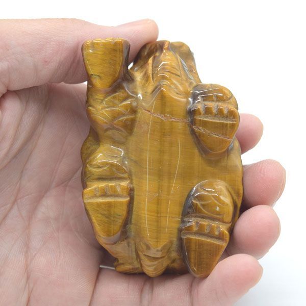 超美品　タイガーアイ　虎目石で作った龍亀(ロングイ)　天然石　風水　開運　龍　亀 龍亀 ドラゴンタートル 置物 ロングイ タイガーアイ 7cm 天然石