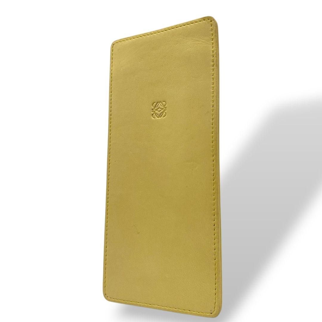 ロエベ LOEWE 眼鏡ケース 黄 イエロー アナグラム レザー 本革 w3 小物入れ ポーチ ブランド レディース メンズ