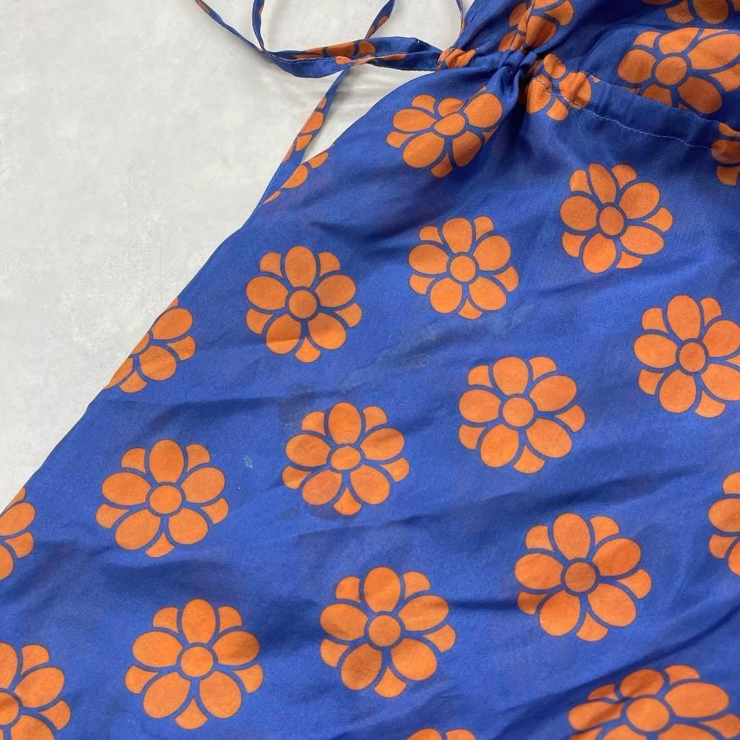 海外ファッション通販。 MM6 Maison Margiela エムエムシックス メゾンマルジェラ シルク100％ 花柄 シャツワンピース ドローコード 青 総柄 38 100％品質保証！