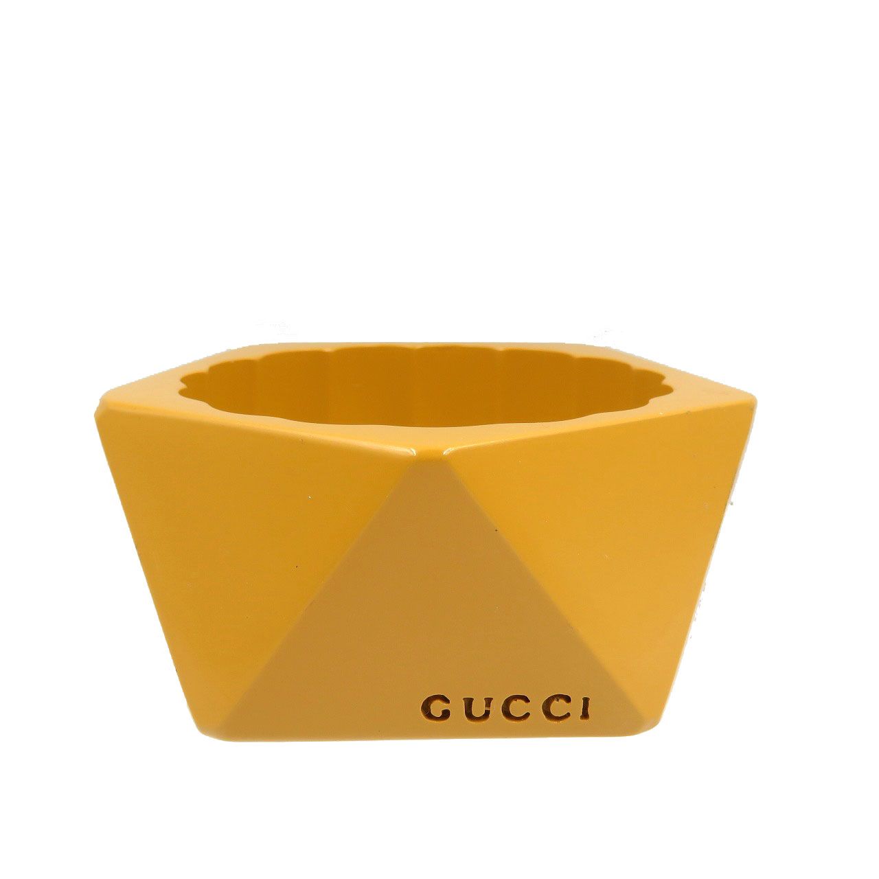 美品 グッチ アクリル マスタード イエロー バングル 0115 GUCCI  